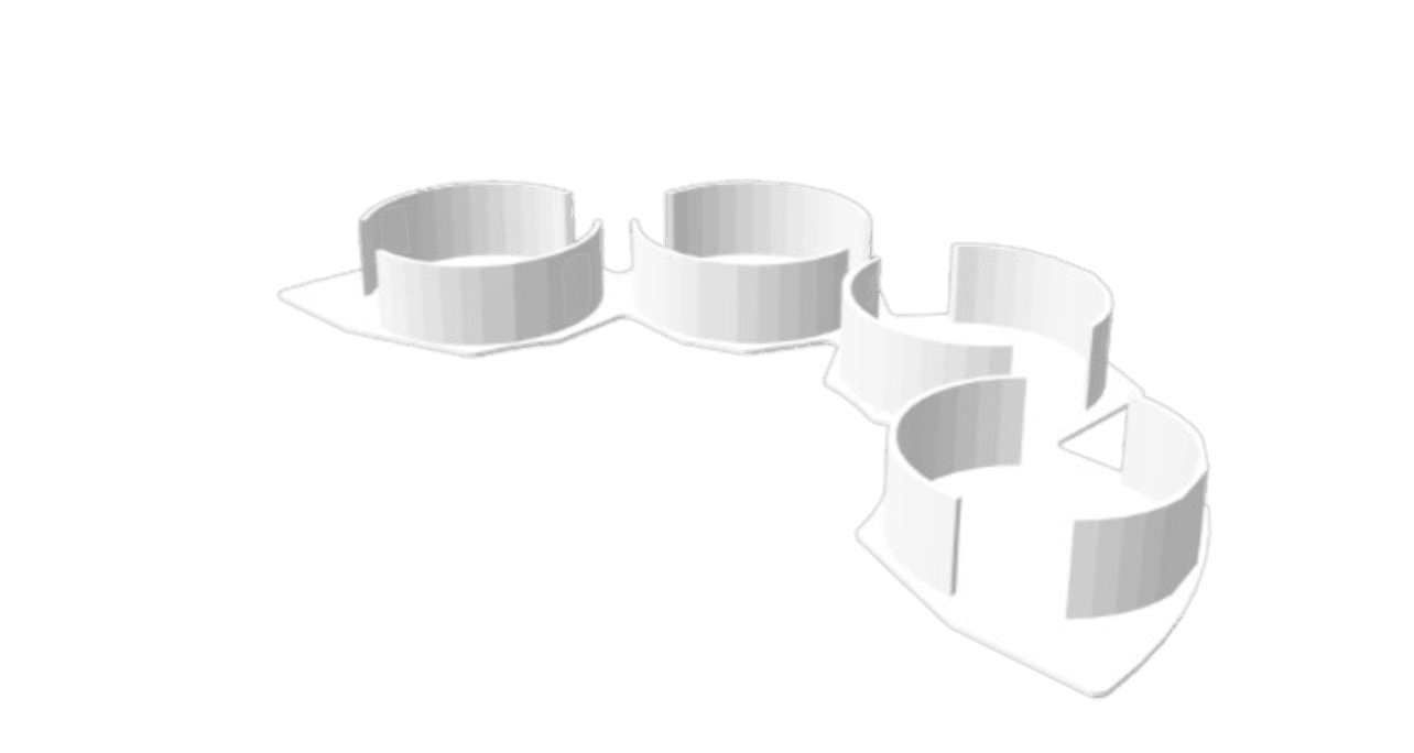 CAD model of Brewista reservoir holders arranged in an arc